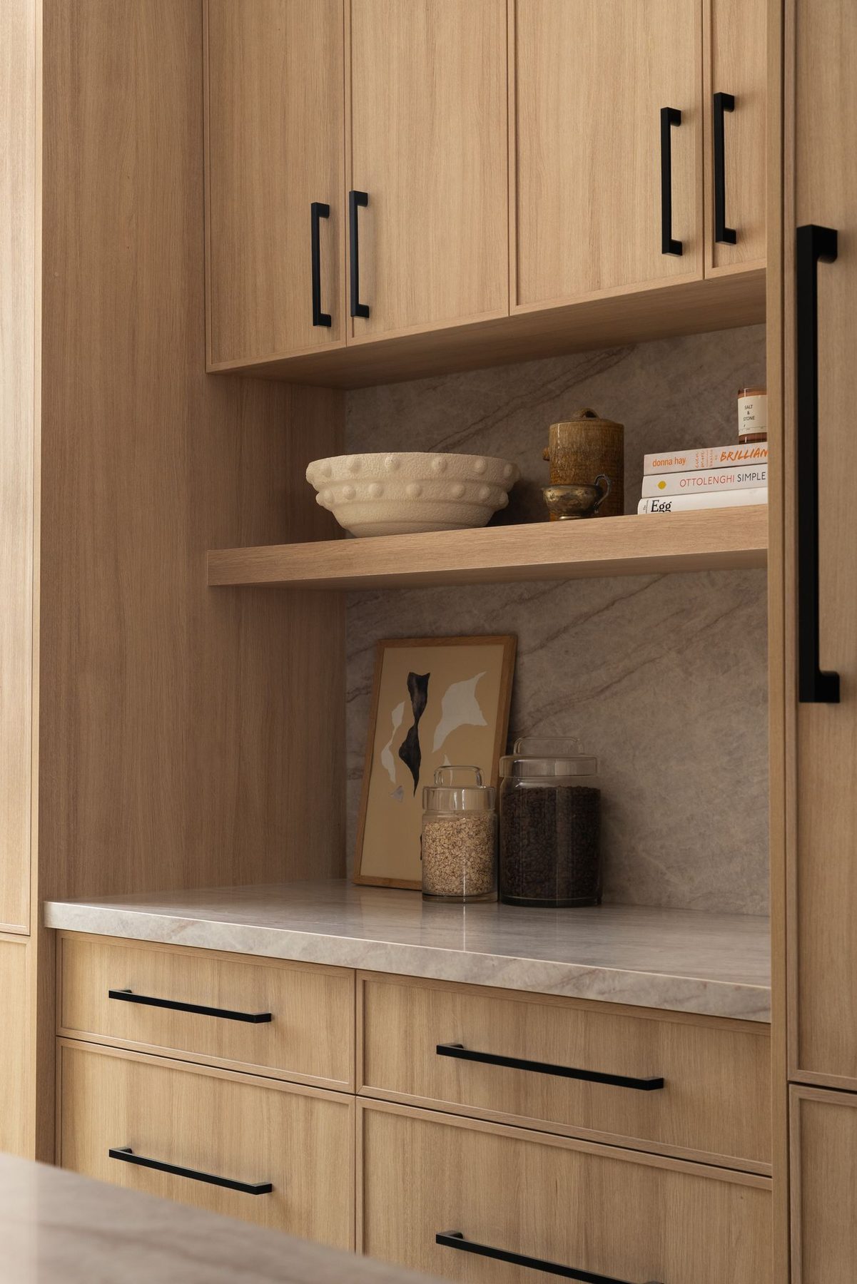Custom kitchen details in the Galley Avenue renovation
